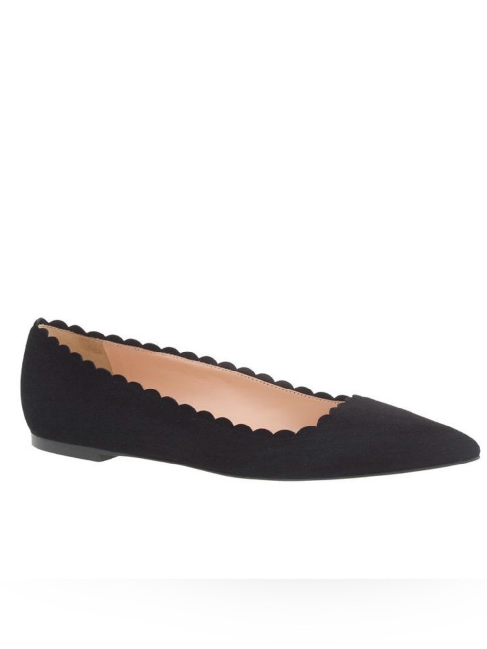 J. Crew Women’s Harper Scalloped Suede Pointed Toe Flats Size 7 Black Minimalist